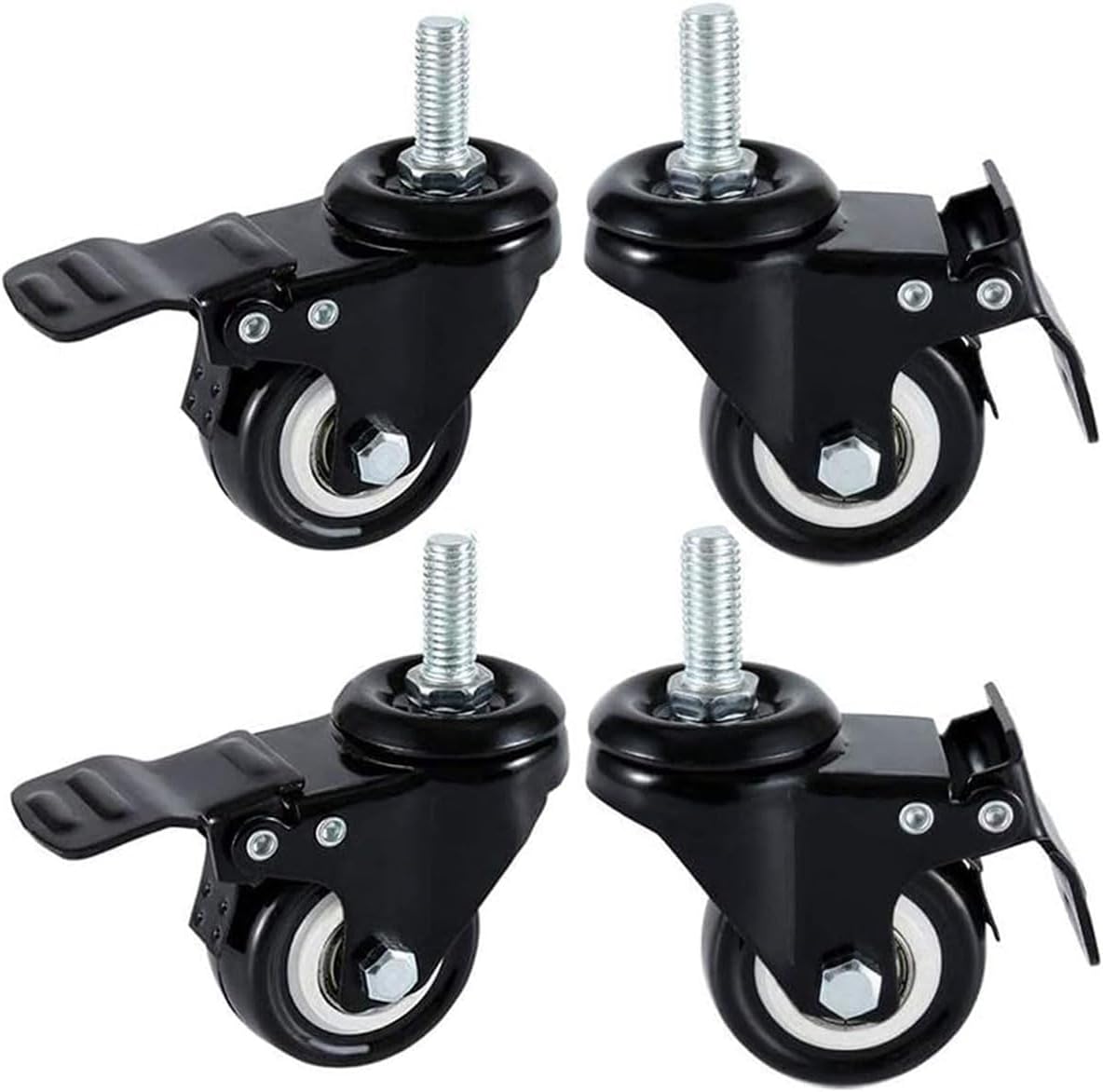 2"Caster Wheels Heavy Duty Swivel Casters with Brakes,Replacement for Home Furniture,Office Table Cabinet with Pack of 4(2 Inch M8 Stem)