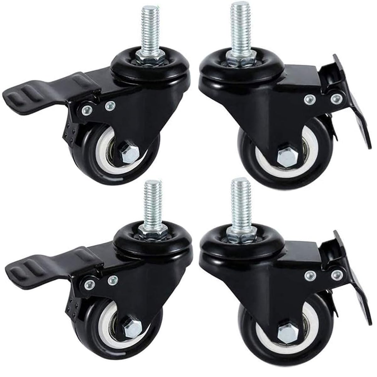 2"Caster Wheels Heavy Duty Swivel Casters with Brakes,Replacement for Home Furniture,Office Table Cabinet with Pack of 4(2 Inch M8 Stem)