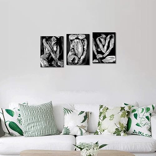 Miniatura 4 de Novatique Arte de pared sexy para mujer, decoración de pared de mujer desnuda, póster de arte desnudo en blanco y negro, imagen abstracta de rejilla