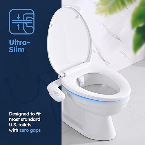Miniatura 7 de Arofa Accesorio de bidé para inodoro, autolimpiante, asiento de inodoro de bidé de doble boquilla, bidé ultra delgado para inodoros existentes, no