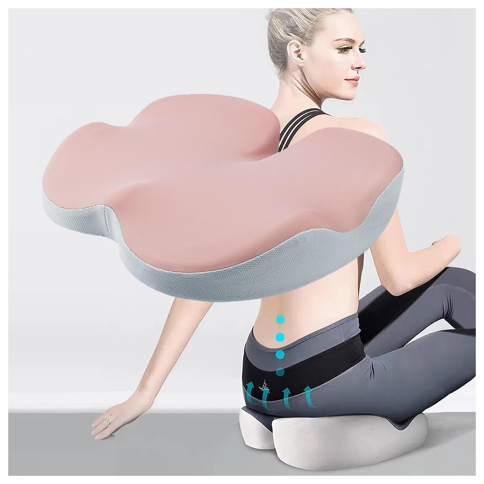 HAZARA Cojin Antiescaras Lavable Ergonómico Cojin Ergonomico para Espalda,Alivio del Dolor De Coxis,B-Pink