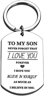 To My Son Inspirational Keychain Son Gifts from Mom Dad Christmas Gifts for Him Men Valentines I Love You Gift Tags for Son Teen Boys Graduation 21st 30th Birthday Back to School Gifts for Stepson