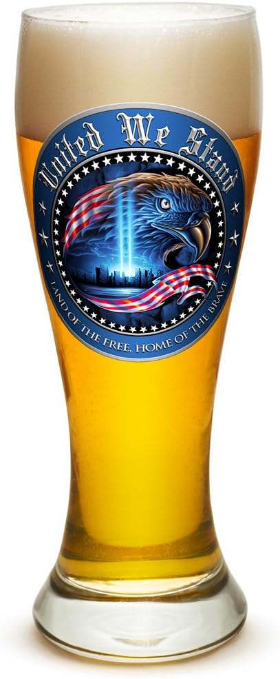 Erazor Bits Pilsner ? American Heroes Gifts for Men or Women ? American Beer Glassware ? United We Stand Barware Glasses Set of 24 (23 Oz)