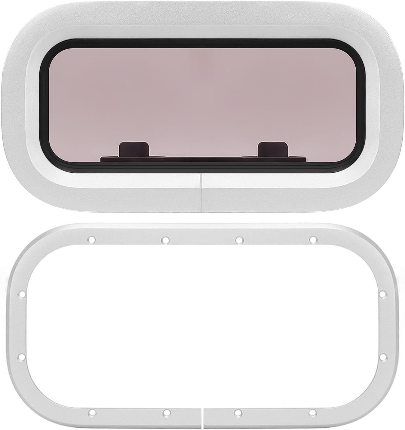 Boat Porthole Window 345 X 175mm, Marine Portlight Window Hatch with 10mm Acrylic Glass, Blocking, Waterproof, 180° Internal Opening, Wide Applications for Marine RV Yacht Ship