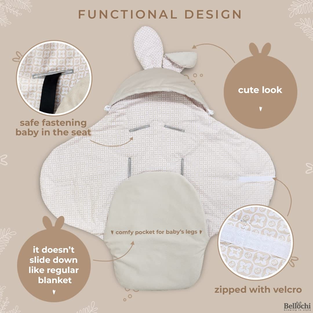 Bellochi Saco Capazo Bebe Universal Invierno - Acogedor Manta para Cochecitos de Bebé Sillas de Paseo o Sillas de Coche (p.ej. Maxi-Cosi y Römer) - Copse