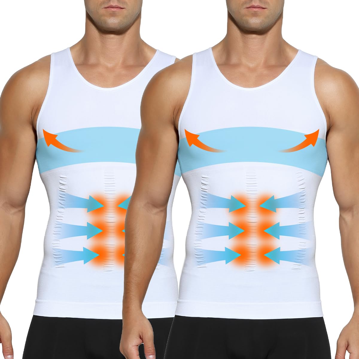 Casey Kevin 2er Pack Shapewear Herren Kompressionsshirt Herren Bauchweg Unterhemd Tank Top