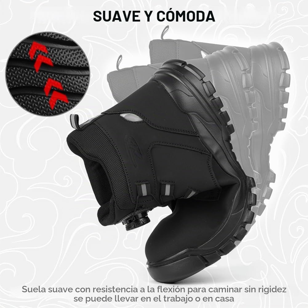 Botas de Seguridad, Montaña para Hombres Mujeres,de Trabajo Antideslizantes Universal, Cima Mas Alta Antipinchazos Ligero Comodos Zapatos