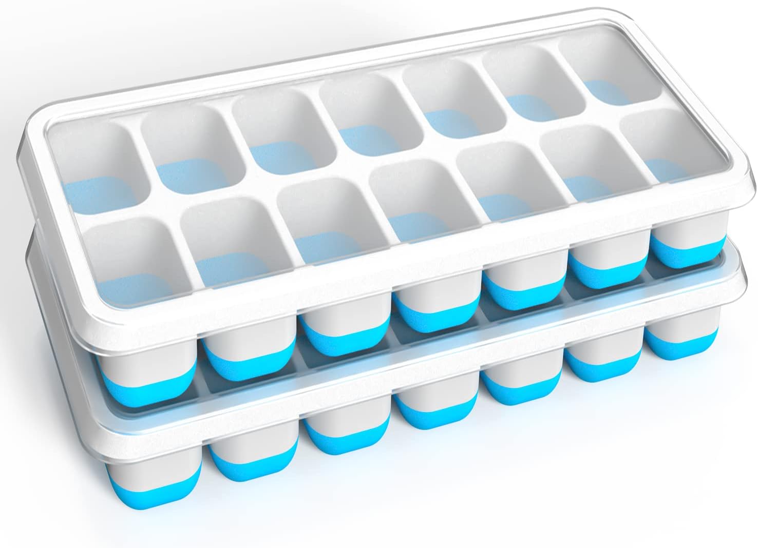 Ice Cube Tray, Silicone Ice Tray with Stackable and SpillResistant Lid, Easy