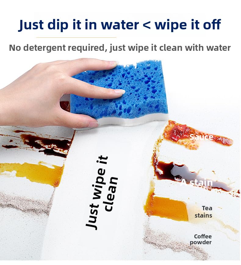 Image of Ampang Wave-Shaped Scrub Sponges for Kitchen Cleaning - Nano Sponge & High-Foam Seaweed Cotton, Non-Scratch, Dishwasher Safe, Ideal for Washing Dishes & Daily Household Tasks (5, Blue)