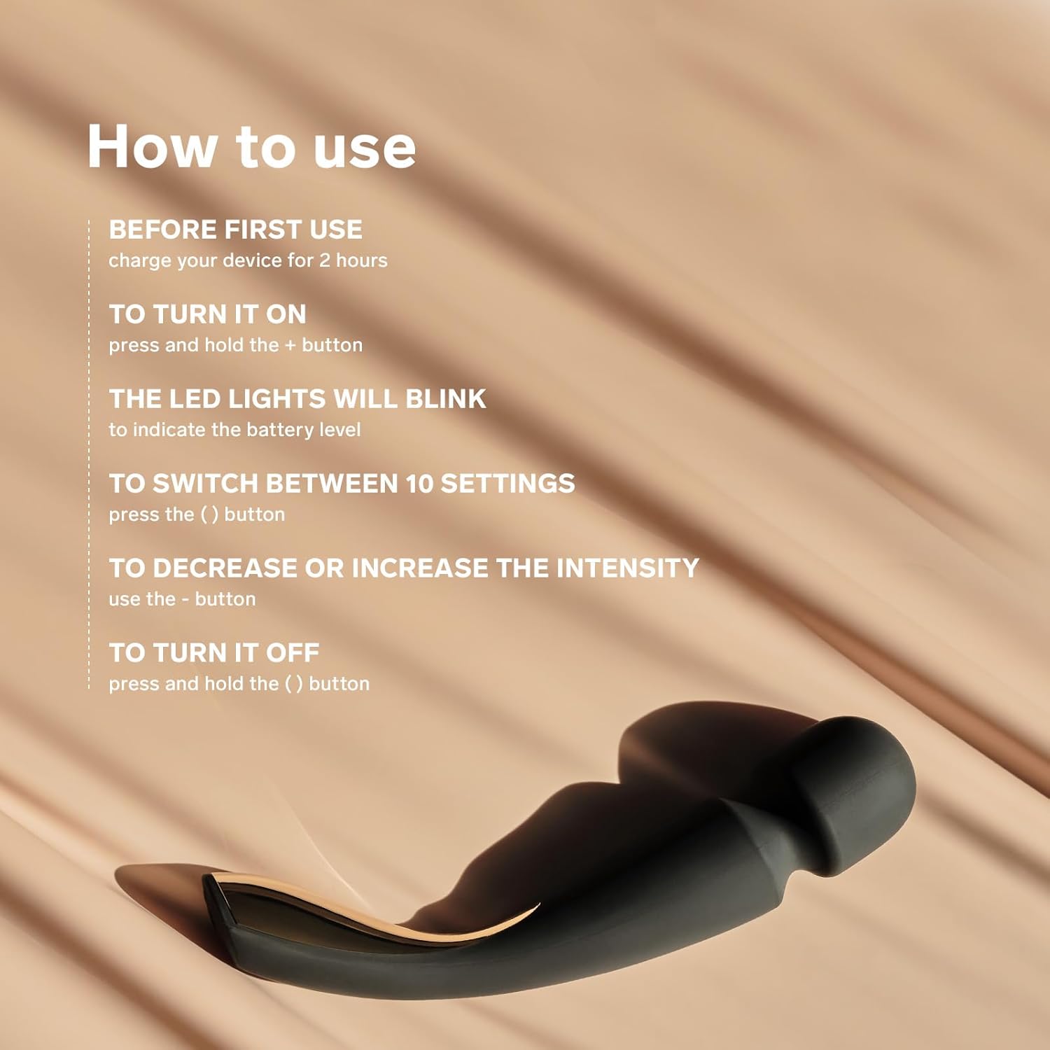 Close-up of LELO SMART Wand 2 Large buttons and charging port