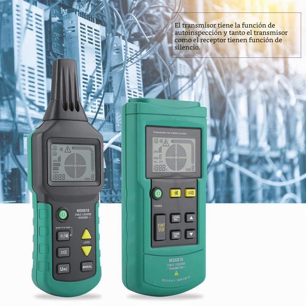 MS6818 12V a 400V AC DC Cable Portátil Teléfono Localizador de cable profesional Detector de tóner Detector de tuberías subterráneas de metal Probador Rastreador de línea (no incluye pila AAA)