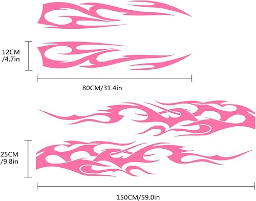 Miniatura 2 de RUIANTE 4 calcomanías universales de vinilo con diseño de rayas laterales para automóvil, diseño de llama, para automóvil, SUV, sedán (rosa)