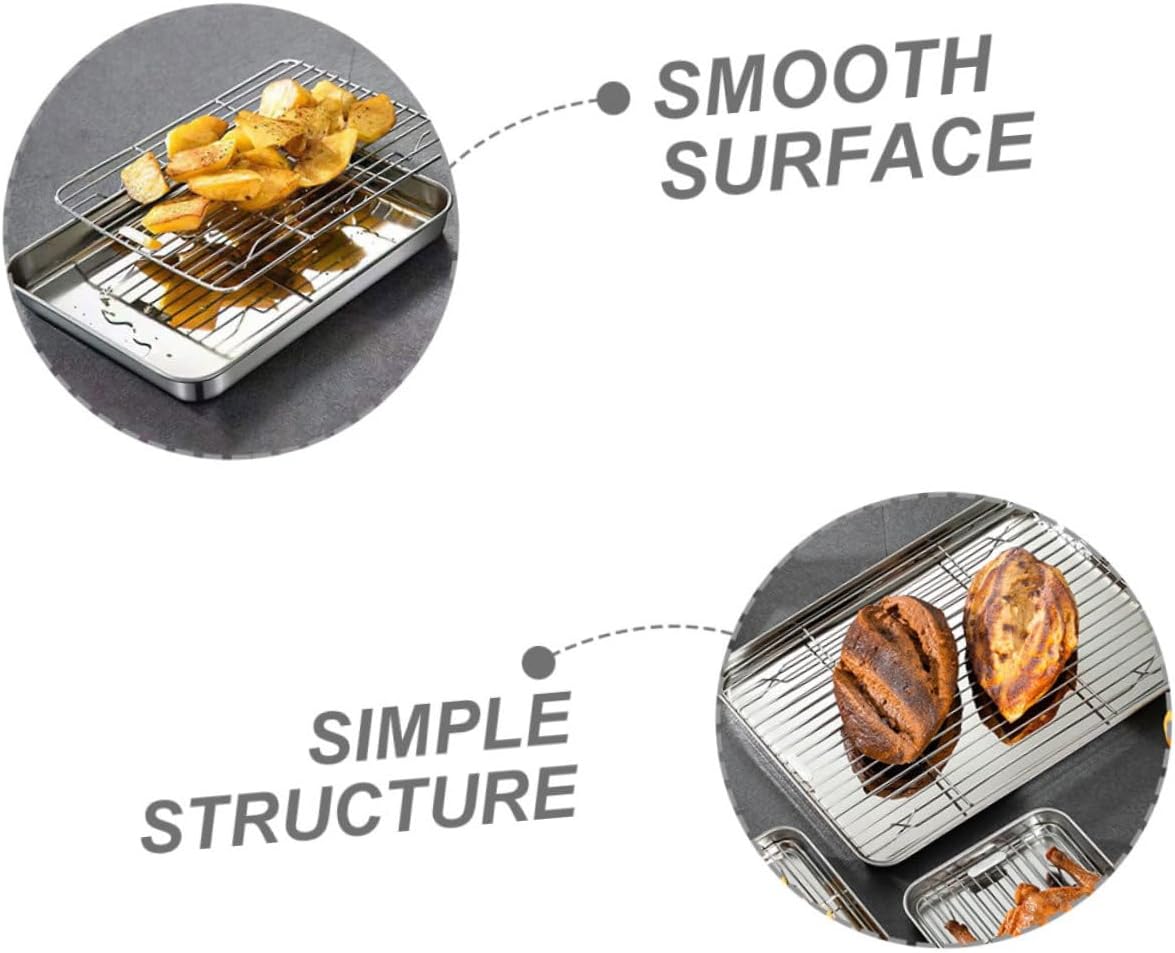 2sets Stainless Steel Baking Sheet Cooling Rack for Cookies and Bread Easy to Clean Compact Design for Home Baking