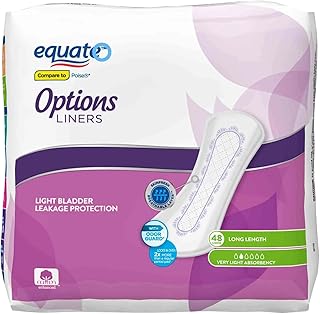 Women's Incontinence Liners, Very Light, Long Length, Cotton Enhanced, Fragrance Free, with Odor Seal Technology, 48 Count (Pack of 1)