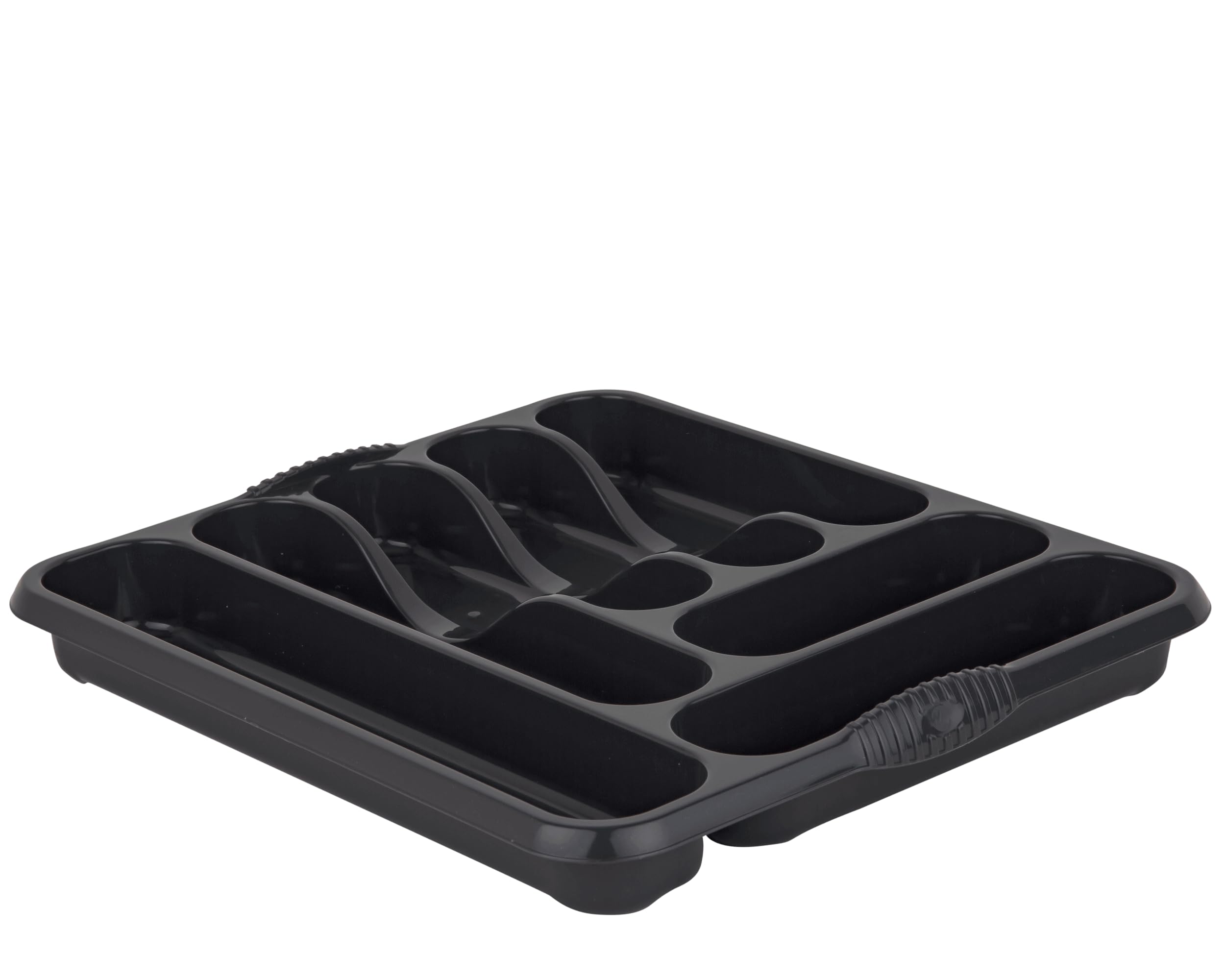 Homey Mart Large Dish Drainer, Rectangular Washing Bowl 39cm, Large Cutlery Tray, Sink Tidy Organiser, Kitchen Caddy, Square Bowl 32cm,Laundry Basket, 25L & 50L Swing bins - Black - Cutlery Tray
