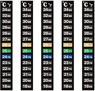 温度計 デジタル水温計 水温計 水温計ステッカー 温度シール 温度計ステッカー 水族館貼り付け 水槽周囲温度 液晶変色温度 物体の表面に付着して温度を測定します 貼るだけ簡単 塗布しやすい で広く適用可能 測定範囲18~34℃ 5個入り （ブラック）
