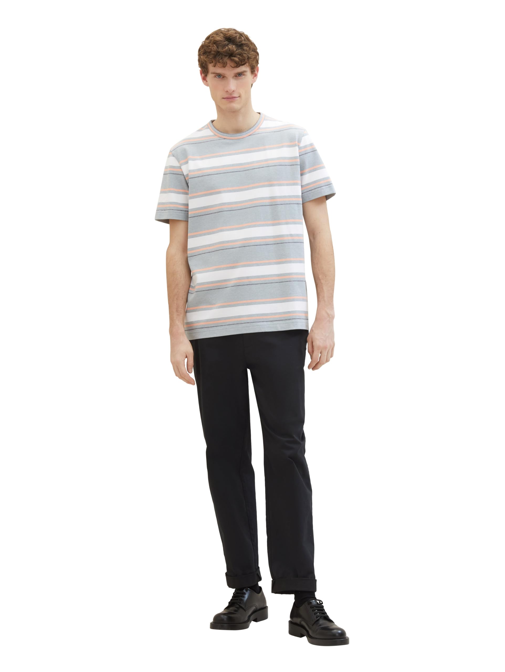 TOM TAILOR Herren T-Shirt mit Streifen aus Piqué, 35041 - Mint Grey Multi Stripe, XL – Ansicht 6