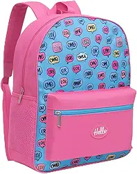 Mochila Escolar Hello Rosa 16 Polegadas – Modelo Juvenil Moderna e Cheia de Estilo - Perfeita para Livros Cadernos e Notebook
