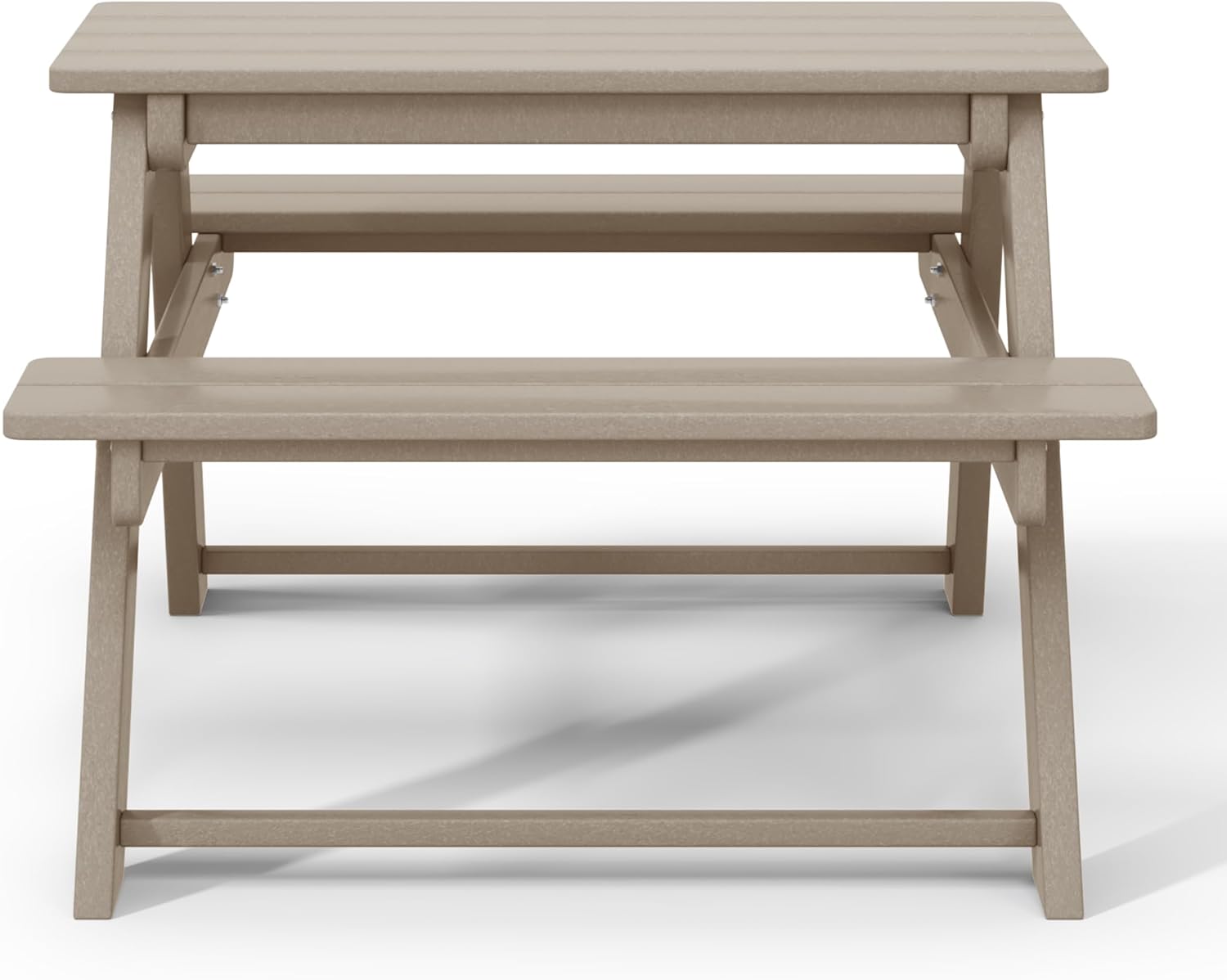 WestinTrends Malibu Outdoor Patio and Indoor Kids HDPE Plastic Picnic Bench Table, Weathered Wood