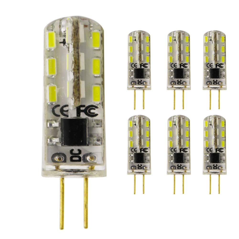 Chao Zan Pack of 6 G4 LED 1.5 Watt 12 V DC 24 x 3014 SMD Cool White 6000-6500 K Bulbs, Replaces 15 W Halogen Bulbs
