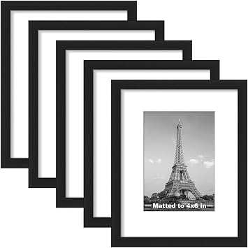 6x4 Photo Frames Black - 5 Pack Small Picture Frames 4x6 with Mount