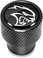 Vista 2 de iPick Image Para Dodge SRT Hellcat Logo en tapas de vástago de válvula de neumático de aluminio negro, con licencia