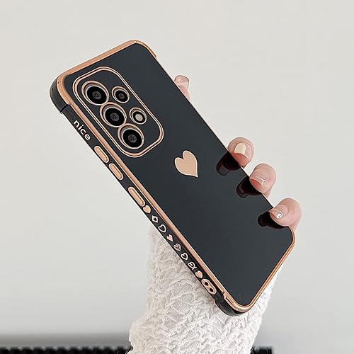 Miniatura 4 de phylla Funda para teléfono Samsung Galaxy A53 0.18 oz con protección para cámara, funda de lujo con borde chapado en corazón, silicona suave a