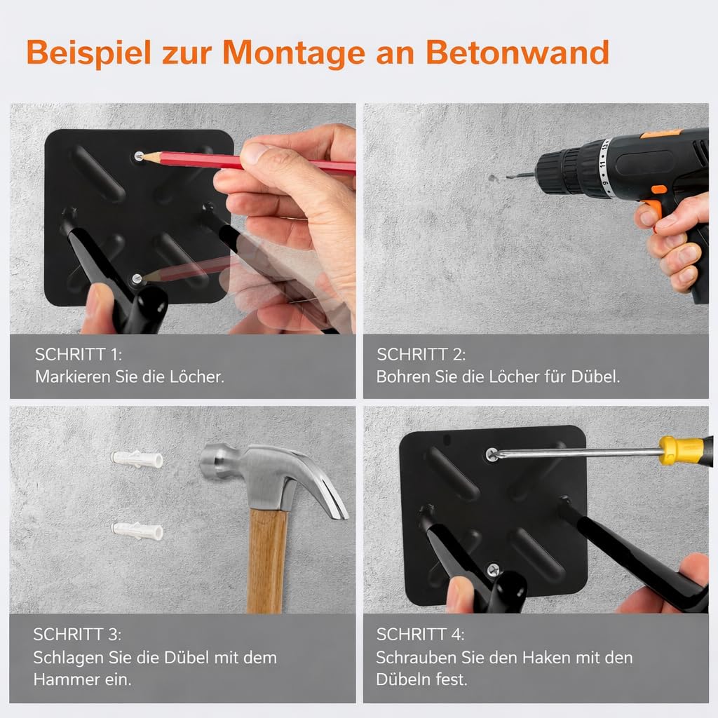 Generisch Set di 2 ganci per montaggio a parete, 31 cm, per pneumatici e scale