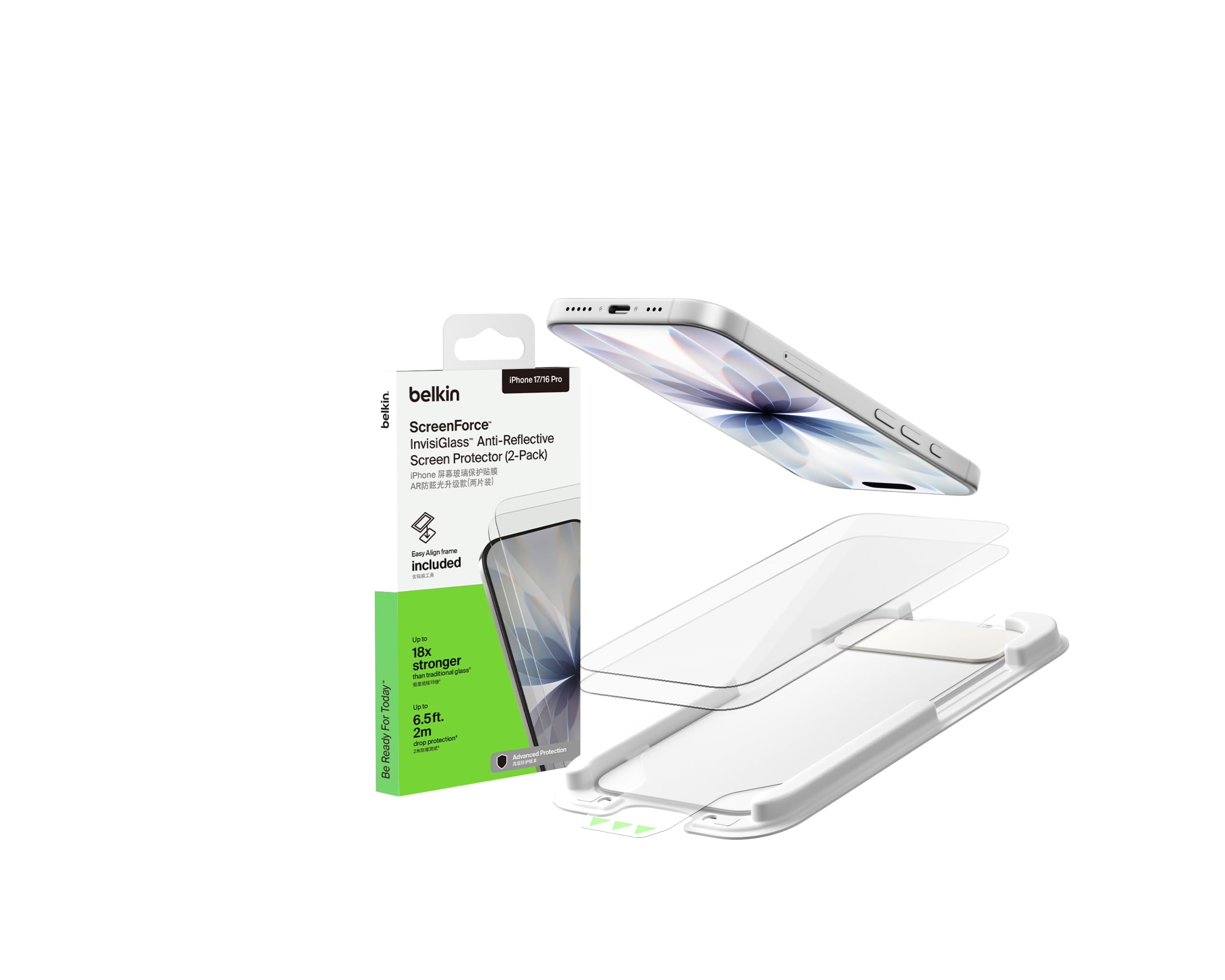 Belkin BEL EZ FRAME,15 PLUS,TEMPERED GLASS, 2PK