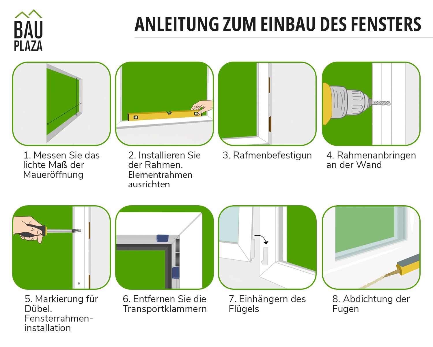 Kunststofffenster BxH 50 x 80 cm Weiß - Dreh-Kipp Kellerfenster DIN Links - 2-fach Verglasung 32 mm - Wärmeschutz & Schallschutz - PVC Fenster für Haus, Keller, Garage