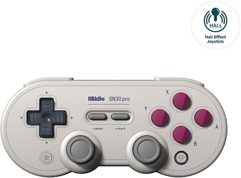Controlador inalámbrico Bluetooth AKNES 8Bitdo SN30 Pro, joystick de efecto Hall | Cable Rumble Vibration USB-C Gamepad compatible con Switch/Switch 2,Windows, Mac OS, Android, Steam - G Classic