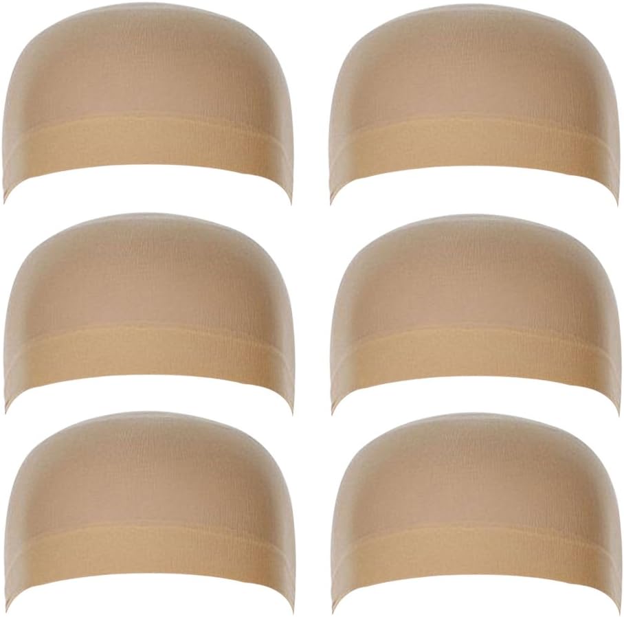 OMORFIEER6 Pack Nylon Stocking Wig Caps for Women and Men Elastic Stretchy Neutral Nude Beige