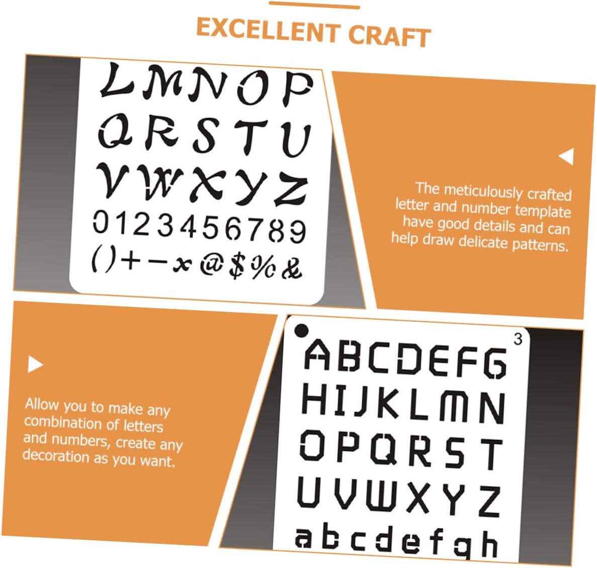 EXCEART 16 Sheets Painting Template Alphabet Stencils Number Molds ...