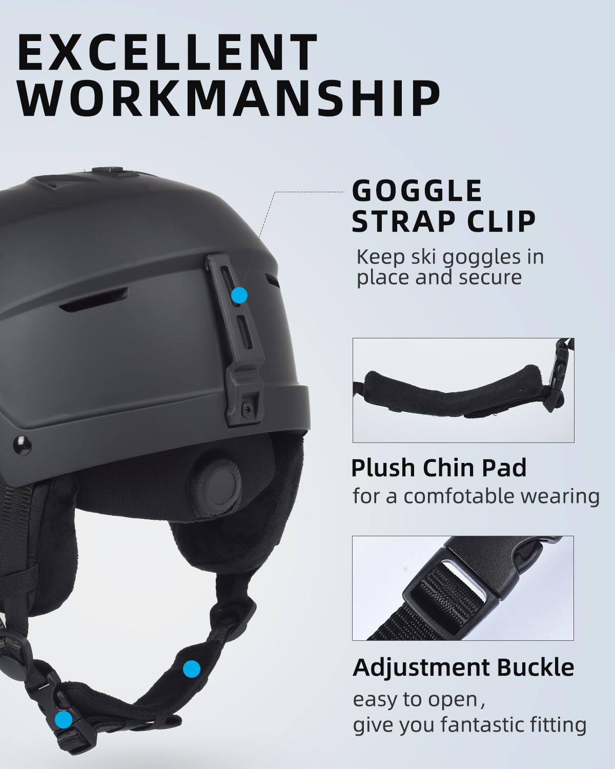 Skihelm Herren Damen Ski Helmet Ski Helm Schneesporthelm mit Belüftungsöffnungen EPS Kern für Skifahren Snowboard Schneehelm für Erwachsene Jugend