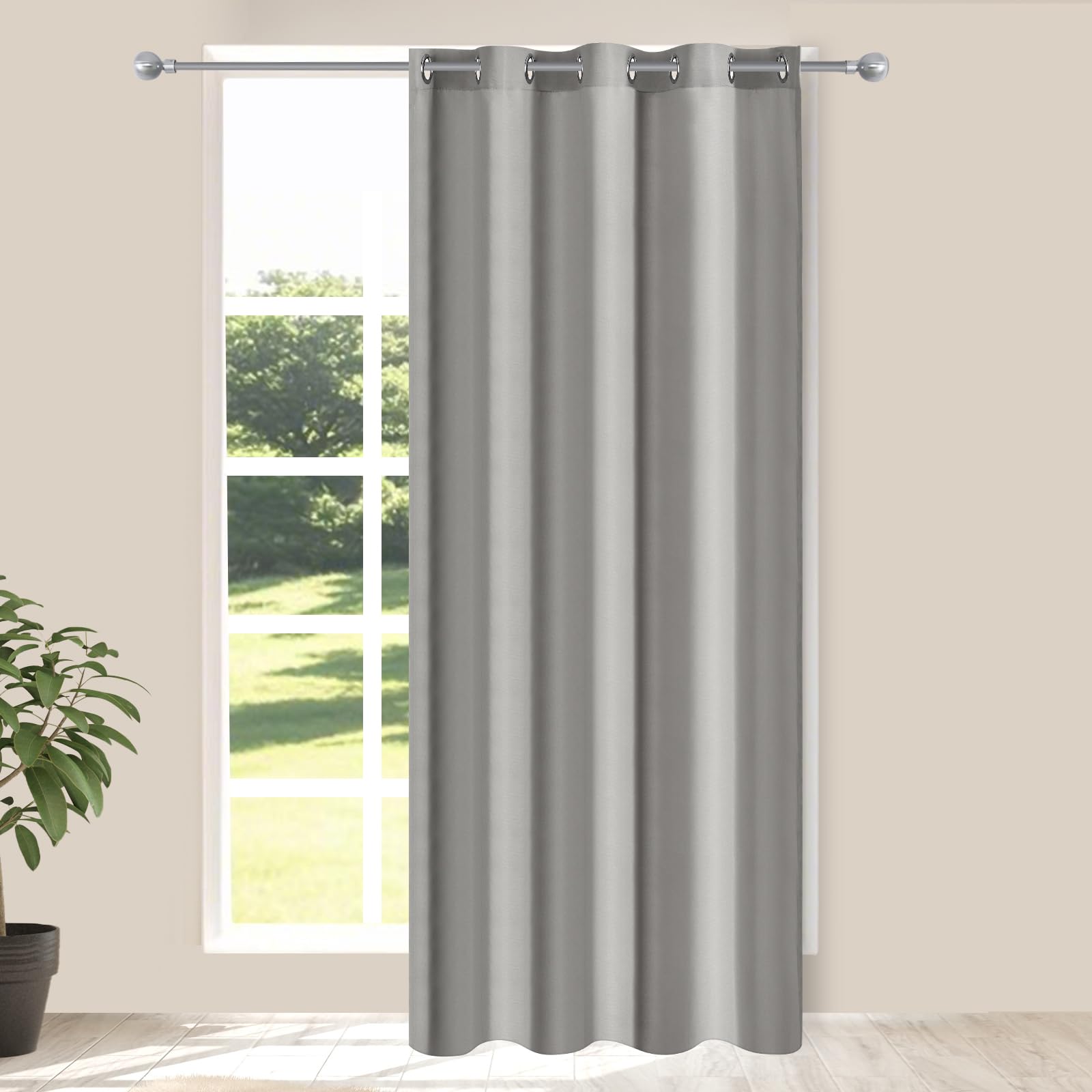 Alaoo Cortinas Opacas, 1 Piezas,132×213cm, Cortinas de Dormitorio,Modernas 50% Blackout Curtains Grises con Ojales, para Dormitorio, Salón y Cocina