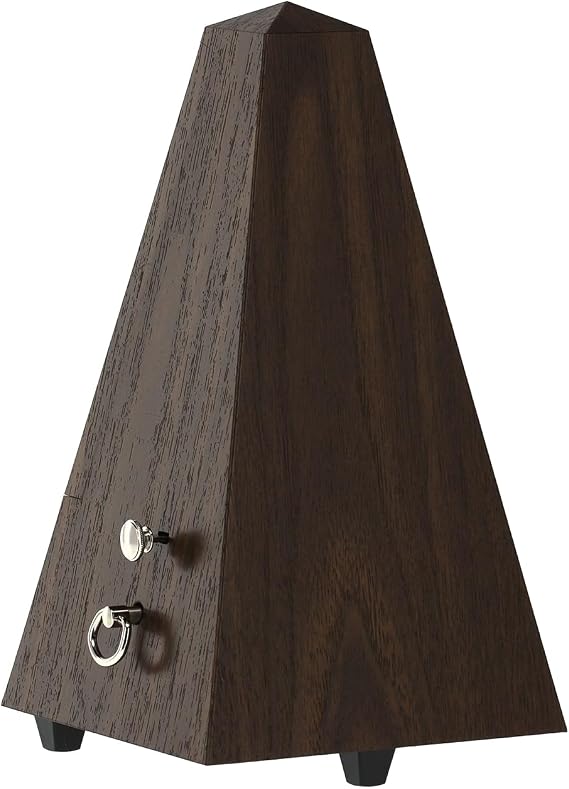 Wittner Metronome Taktell Pyramid Shape System Maelzel Series 855 - Plastic casing - With bell - Walnut grain - Mechanically wound - No batteries required - Made in Germany