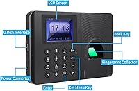 Vista 4 de Hakeeta Máquina de asistencia biométrica de huellas dactilares digitales, pantalla TFT LCD de 2.4 pulgadas, dispositivo de control de acceso