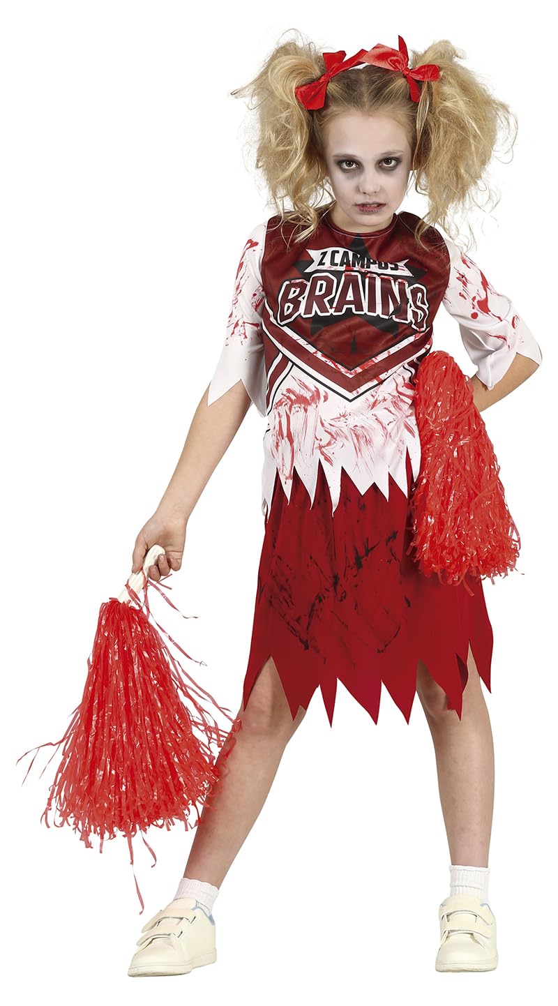 Fiestas GUIRCA Zombie Cheerleader Fancy Dress Costume - Red and White Cheerleader Dress for Girls 10-12 Years