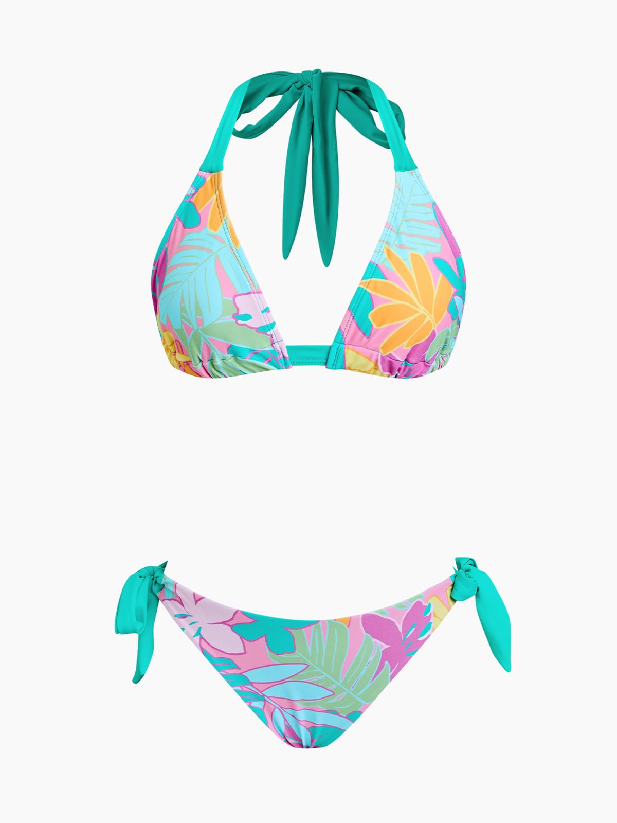 CUPSHE Damen Bikini Set V Ausschnitt wendbarem Höschen Neckholder und selbstbindendem Rückenverschluss Zweiteiliger Badeanzug