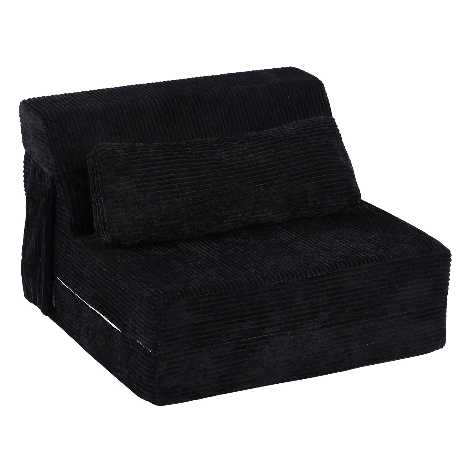 YOTATING Folding Sofa Bed with Pillow, Convertible Sleeper Chair, Comfy Floor Futon Couch Mattress Lounge Sofa for Adults Portable Fold Out Chair Bed for Living Room Bedroom, Black