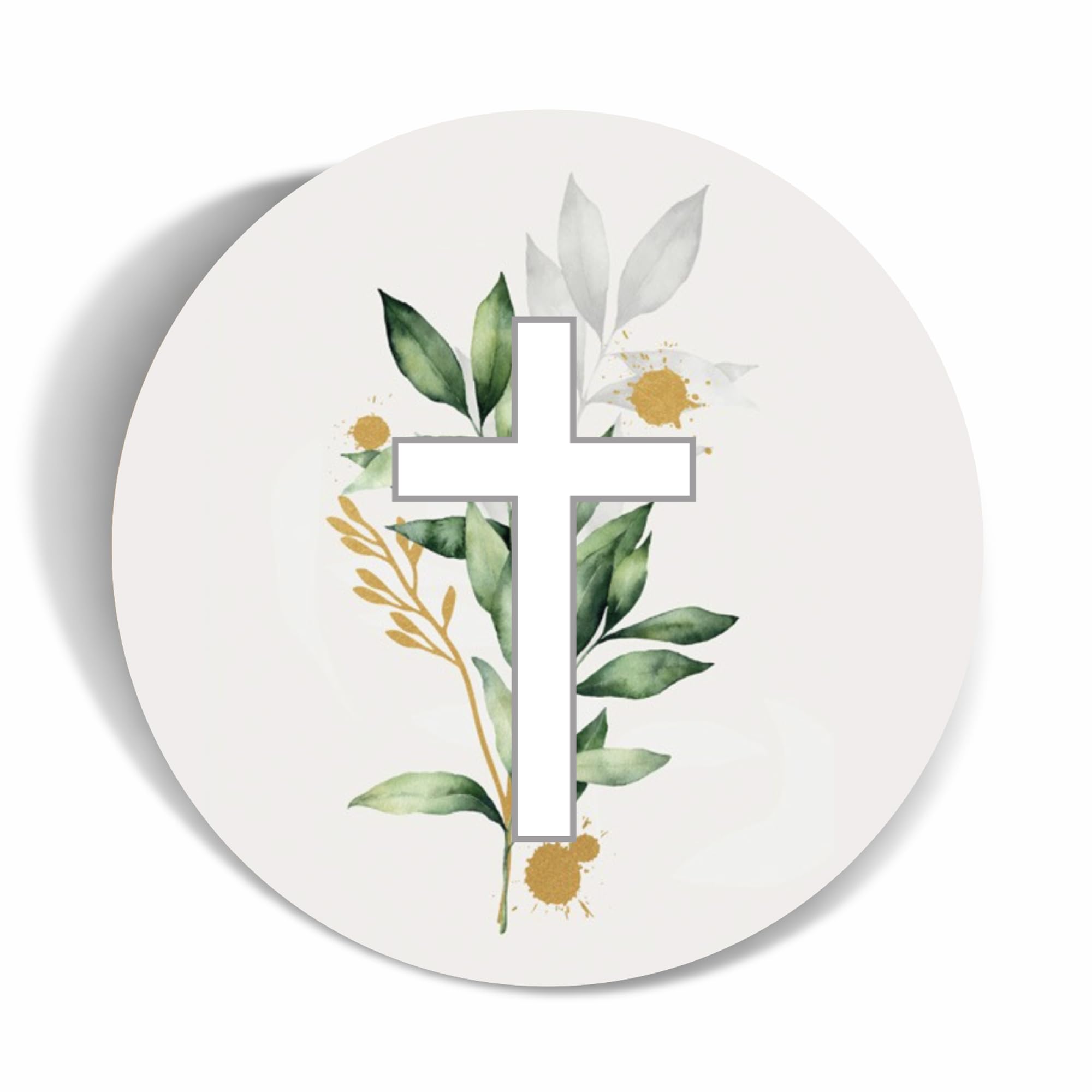 Easter Cross Symbol Paper Labels, 37mm Self-Adhesive Stickers, Multipack Stationery Craft Decorative Labels (White, Pack of 450 Labels)