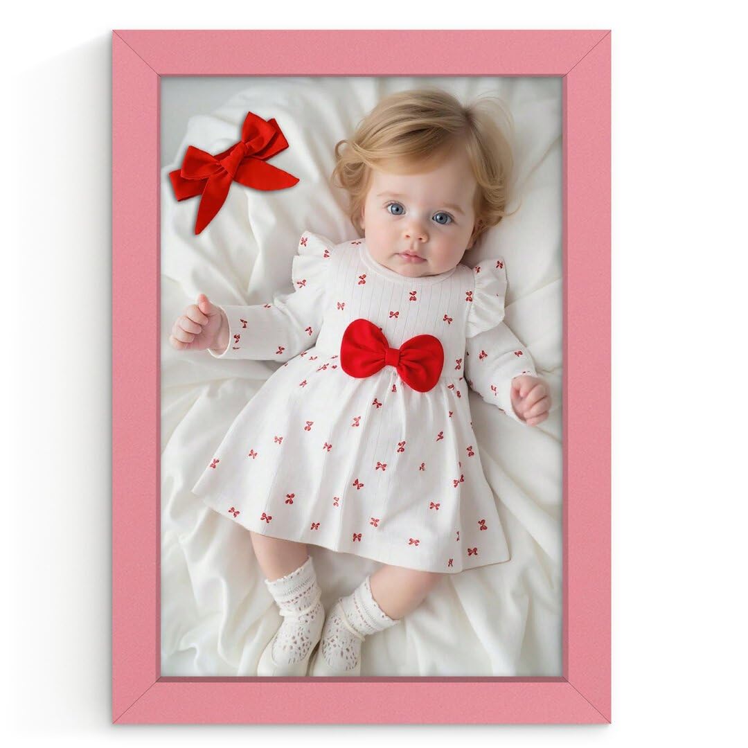 Procut Global Baby Pink 50x30cm Modern Picture Frame for Nursery, Baby Gift - Photo Frame with Perspex Front, Wall or Tabletop Display - Keepsake for Newborn, Baby Shower & First Photo Memories