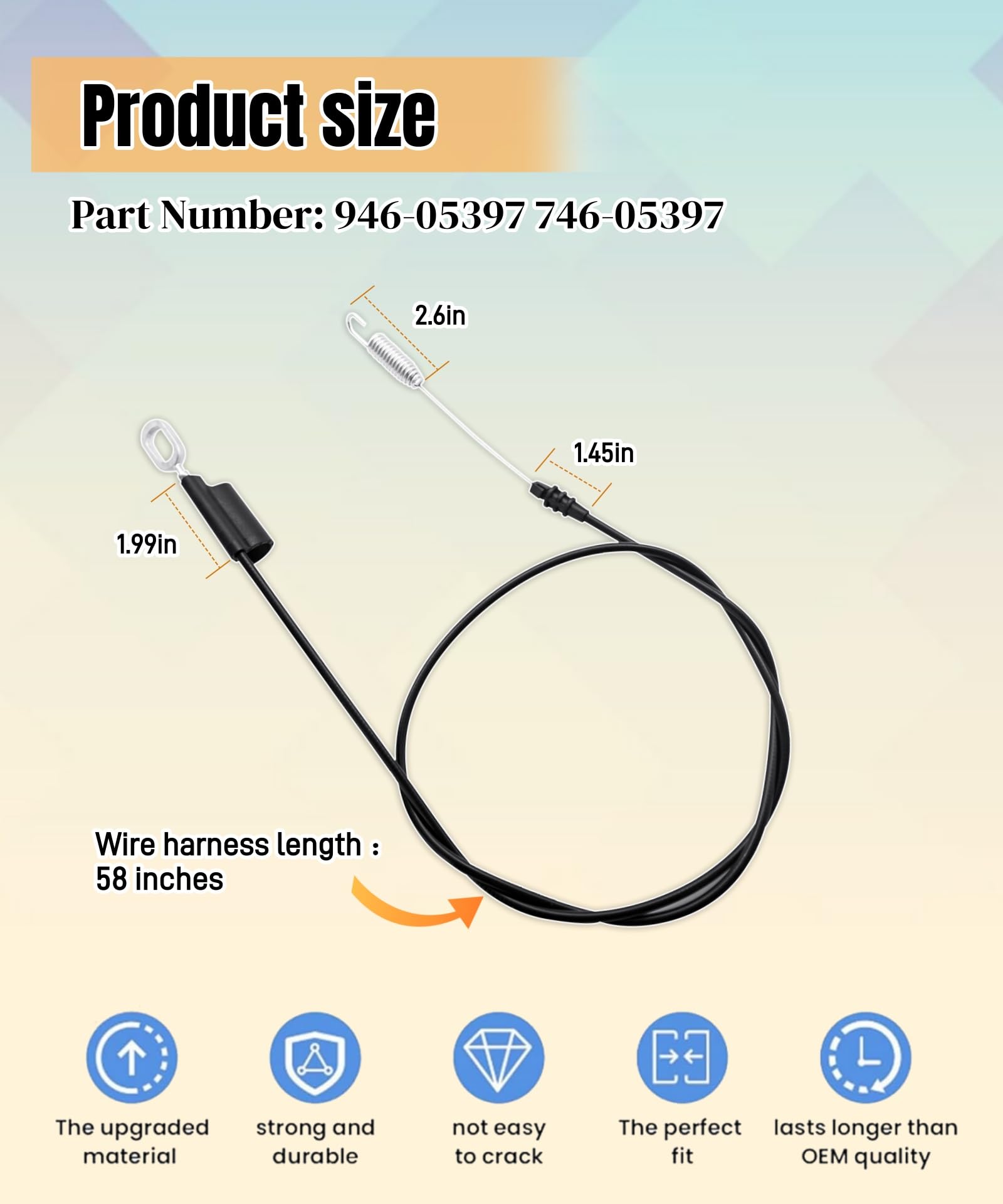 946-05397 - Cable de transmisión de rueda de embrague de 28 pulgadas para cortacésped Cub Cadet CC600, MTD Craftsman Troy-Bilt, compatible con modelos TBWC28 M430 M410 CMGM231204 Pro Series