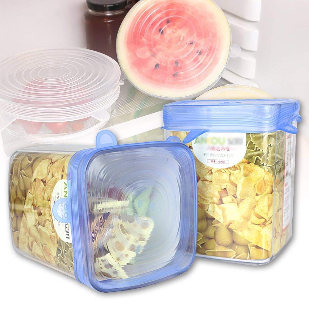 Lot De 6 Couvercles Extensibles En Silicone, Ronds Et Réutilisables