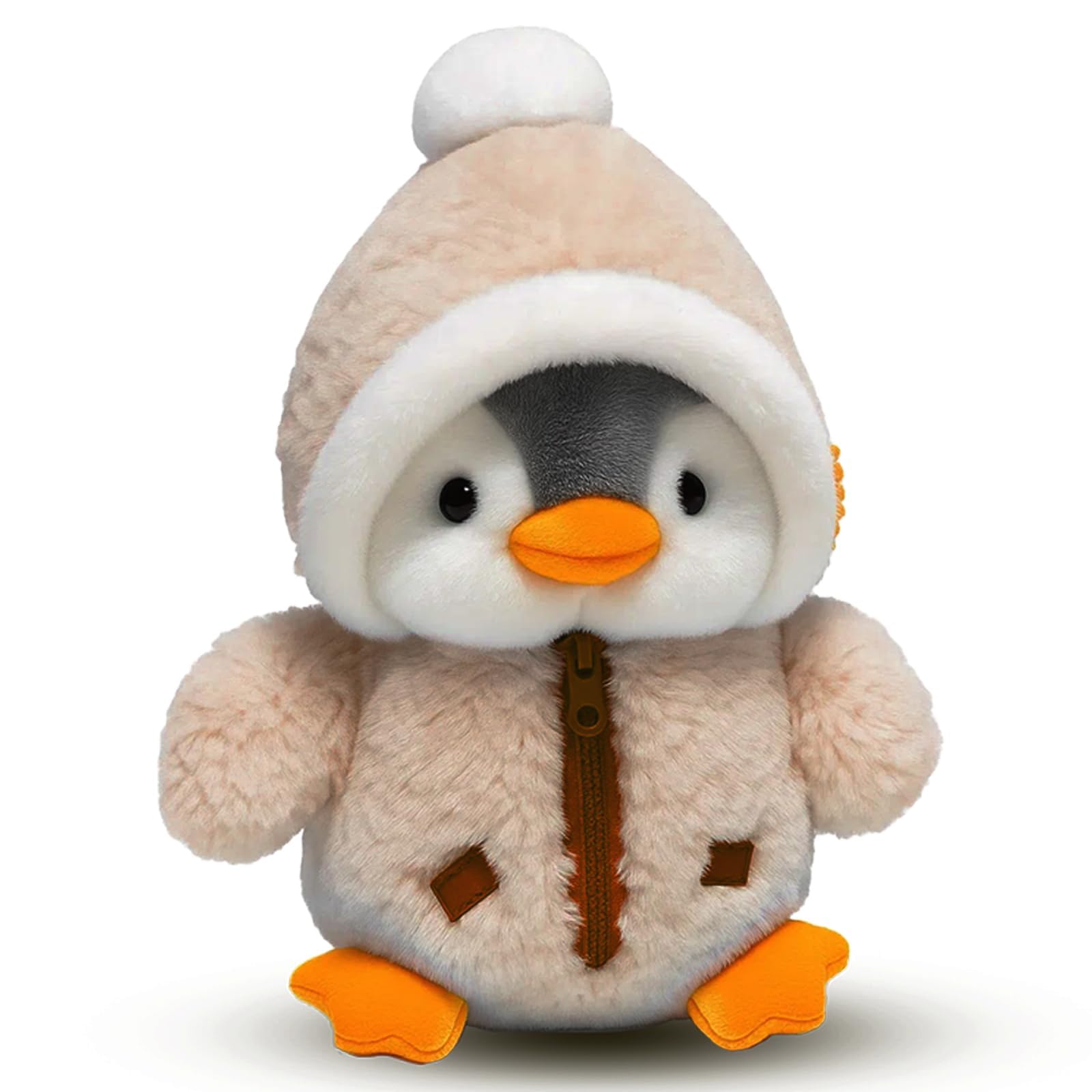 JORCEDI Penguin Plush Toy -25cm Soft & Cuddly Stuffed Penguin, Soft and Cuddly Plushie for Kids and Adults, Bedtime Companion, Travel Friend & Home Decor (Brown)