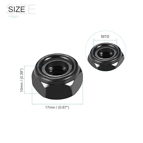 Vista 17 de METALLIXITY 50 piezas de cierres hexagonales (M3 x 0.020 in), acero al carbono, zincado, nailon insertado, tuercas autobloqueadas, para automóvil