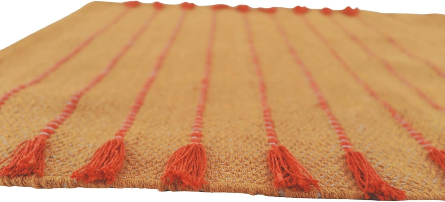 Tappetino da yoga indiano fatto a mano, 100% cotone biologico, per hot yoga, antiscivolo, in cotone, ecologico, tessuto a mano, antiscivolo, spesso, pieghevole, per fitness quotidiano a casa, comodo