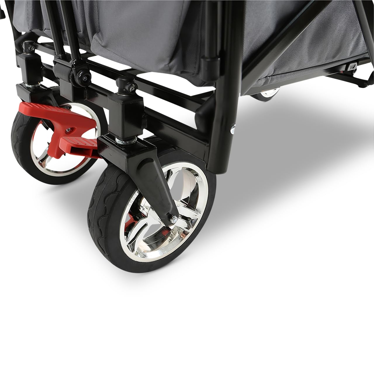FUXLIFE Carrito Plegable FX-CT700 Gris con Frenos, Asiento Acolchado, asa Ajustable, Carro Resistente para excursiones, jardín y Playa, Plegable y Compacto