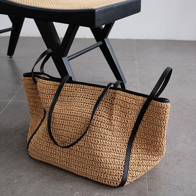 Straw Woven Tote Bags Casual Large Luxury Design Capacity Handbag Beach Shoulder Simple Women's Bag Shopping Summer bolsos4