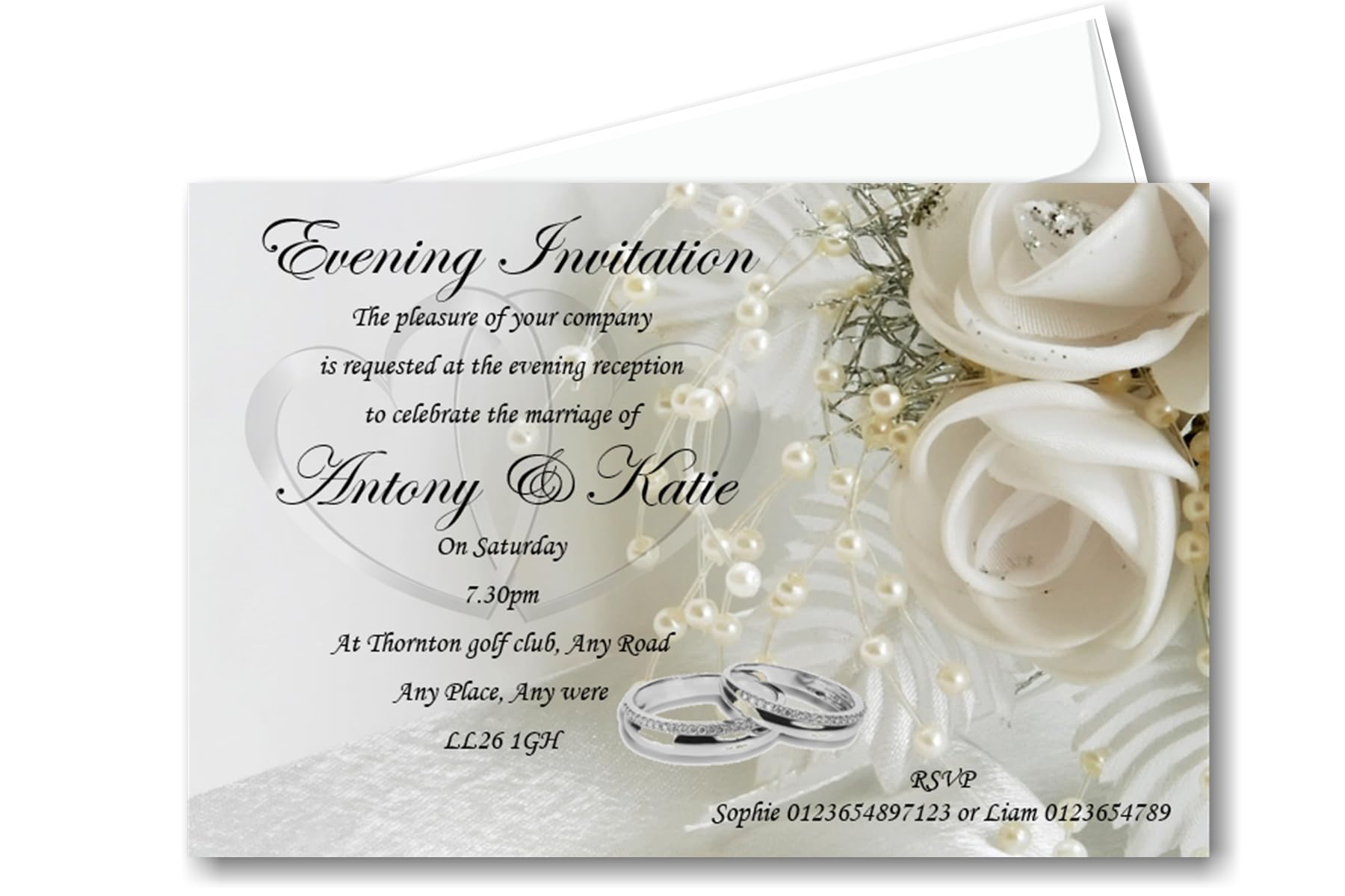 Personalised Wedding Evening Invitations with Envelopes – Pack of 50 – Custom Evening Wedding Invites – Elegant Printed Cards WE4